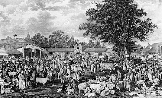 Woburn Sheepshearing; engraved by Thomas Morris à (d'après) George Garrard