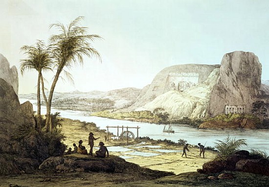 View of the Temples at Abu Simbel, Nubia; engraved by Augustine Aglio (1777-1857) à (d'après) Giovanni Battista Belzoni