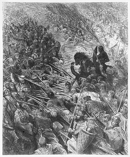Battle scene, illustration from ''Orlando Furioso'' Ludovico Ariosto (1474-1533) ; engraved by Jean  à (d'après) Gustave Dore