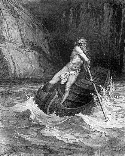 Charon, the Ferryman of Hell, from The Divine Comedy (Inferno) Dante Alighieri (1265-1321) ; engrave à (d'après) Gustave Dore