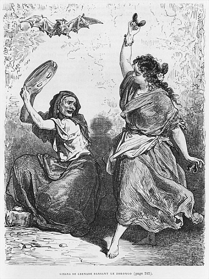 Gitana from Granada dancing the zorongo à (d'après) Gustave Dore