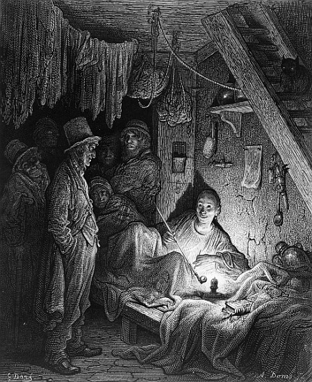 Opium Smoking - The Lascar''s Room, scene from ''The Mystery of Edwin Drood'' Charles Dickens, illus à (d'après) Gustave Dore