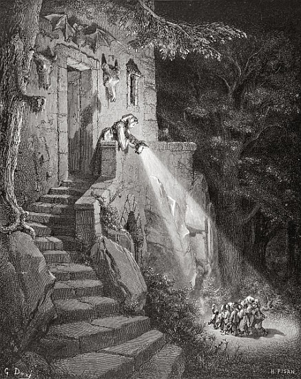 The Dwelling of the Ogre; engraved by Heliodore Joseph Pisan (1822-90) c.1868 à (d'après) Gustave Dore