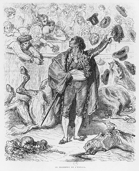 Triumph of a matador; engraved bx Boetzel à (d'après) Gustave Dore