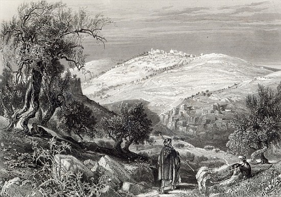 The Mount of Olives, from Mount Zion; engraved by S. Bradshaw à (d'après) Harry Fenn