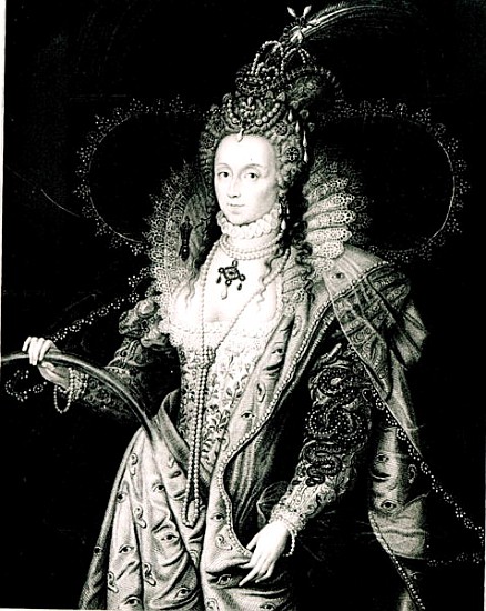 Elizabeth I drawn by W. Derby and ; engraved by T.A.Dean à (d'après) Isaac Oliver