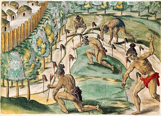 The Method of Declaring War, from ''Brevis Narratio...''; engraved by Theodore de Bry (1528-98) 1591 à (d'après) Jacques (de Morgues) Le Moyne