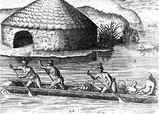 Florida Indians Storing their Crops in the Public Granary, from ''Brevis Narratio''; engraved by The à (d'après) Jacques (de Morgues) Le Moyne