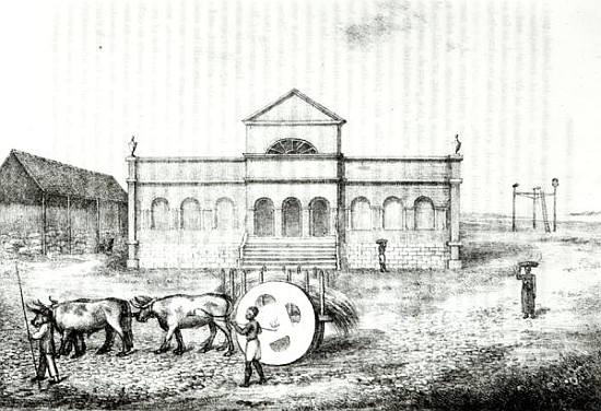 The Rio Exchange, a Public Trapiche, a Grass Wagon and the Gallows, illustration from ''A History of à (d'après) James Henderson