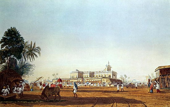 Lall Bazaar and the Portuguese Chapel, Calcutta; engraved by Robert Havell, pub. 1824 à (d'après) James Baillie Fraser