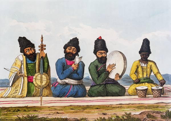 Persian Musicians from A Second Journey through Persia 1810-16; engraved by Theodore H.A. Fielding ( à (d'après) James Justinian Morier