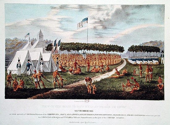 View of the Great Treaty Held at Prairie du Chien, Wisconsin, September 1825, from ''The Aboriginal  à (d'après) James Otto Lewis