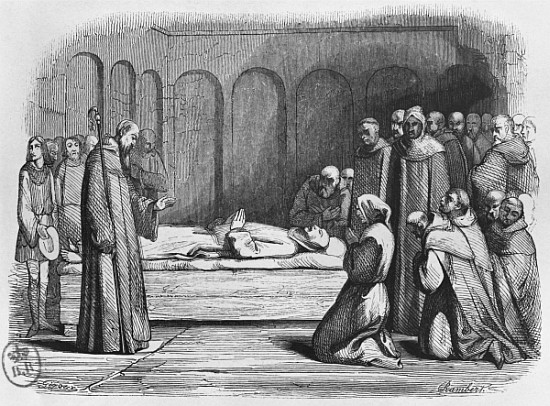 Death of Abelard, illustration from ''Lettres d''Heloise et d''Abelard'' à (d'après) Jean Francois Gigoux