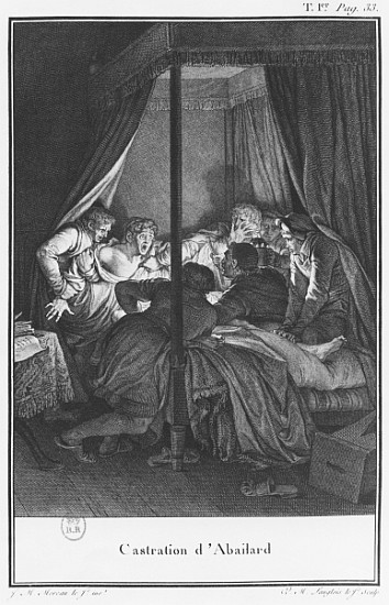 Castrating Abelard, illustration from ''Lettres d''Heloise et d''Abelard'', volume I, page 33; engra à (d'après) Jean Michel le Jeune Moreau