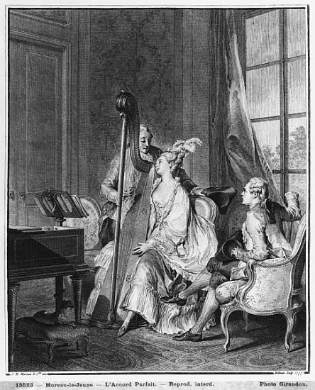 The perfect chord; engraved by Isidore Stanislas Helman (1749-1809) 1777 à (d'après) Jean Michel le Jeune Moreau