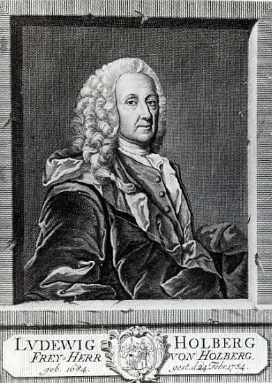 Ludvig Holberg; engraved by Johann Martin Bernigeroth à (d'après) Johan Roselius
