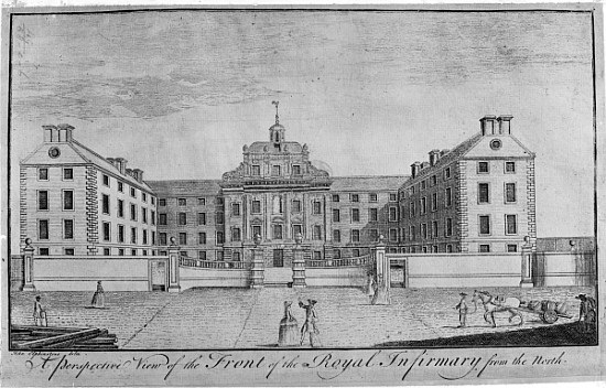 A Perspective View of the Front of the Royal Infirmary from the north, c.1746 à (d'après) John Elphinstone