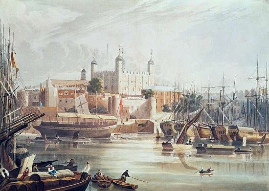 View of the Tower of London; engraved by Daniel Havell (1785-1826) pub. in Ackermann''s Repository o à (d'après) John Gendall