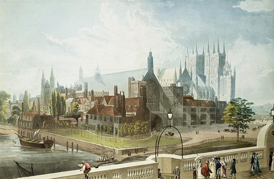 Westminster Hall and Abbey; engraved by Daniel Havell (1785-1826) published by Rudolph Ackermann (17 à (d'après) John Gendall