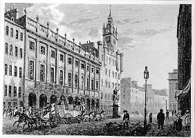 View of The Town Hall, Exchange, Glasgow; engraved by Joseph Swan