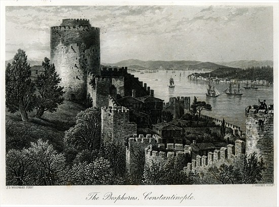 The Bosphorus, Constantinople; engraved by J. Godfrey à (d'après) John Douglas Woodward