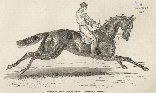 ''Refraction'', the winner of ''The Oaks'', from ''The Illustrated London News'', 7th June 1845 à (d'après) John Frederick Herring Snr