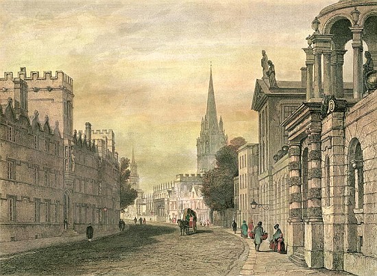 The High Street, Oxford; engraved by G. Hollis à (d'après) John Skinner Prout