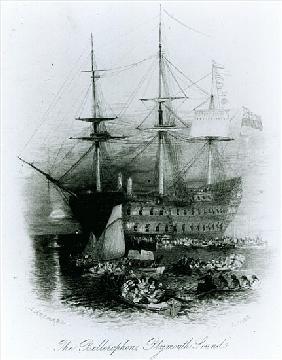 The Bellerophon at Plymouth Sound in 1815, 1834-36