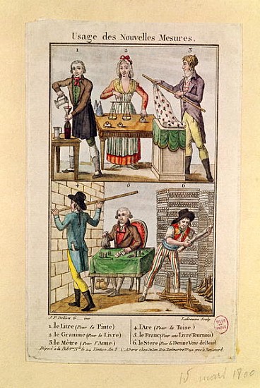 Use of the New Measures; engraved by Labrousse, 1795 à (d'après) J.P. Delion