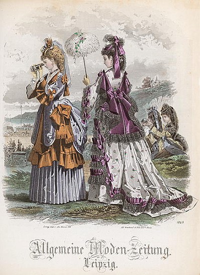 Two Ladies, fashion plate from the ''Allgemeine Moden-Zeitung'', Leipzig à (d'après) Jules David