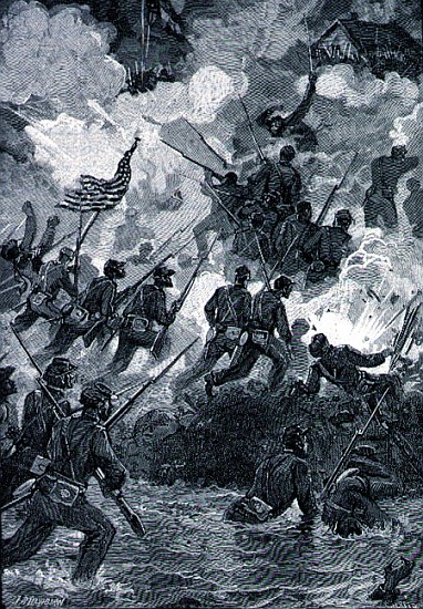 The Night Assault on Battery Wagner, July 18th 1863; engraved by C. H. Reed, illustration from ''Bat à (d'après) Julian Oliver Davidson
