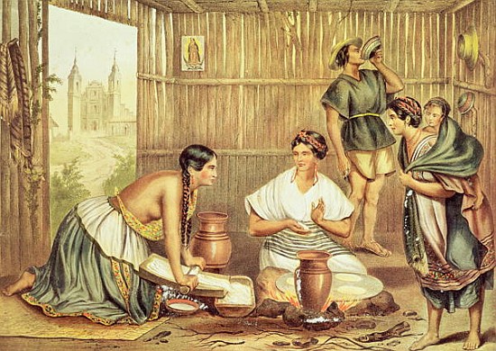 Indians Preparing Tortillas, from ''An Album of the Mexican Republic'' à (d'après) Julio Michaud