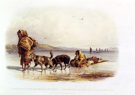 Dog Sledges of the Mandan Indians à (d'après) Karl Bodmer