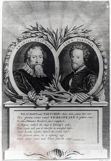 Francis Beaumont and John Fletcher; engraved by T. Ryder à (d'après) Michael (Angelo) Rooker