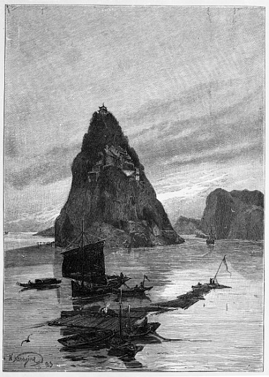 Rock of the Little Orphan on the Yangtze River à (d'après) Nikolay Karazin