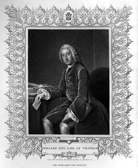 Portrait of William Pitt, 1st Earl of Chatham; engraved by William Holl the Younger (1807-71) à (d'après) of Bath Hoare William