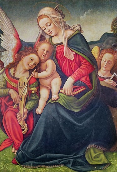 Virgin and Child and angel musicians à (d'après) Piero di Cosimo