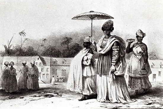 Lady taking a child to Baptism, from ''Voyage a Surinam'' à (d'après) Pierre J. Benoit
