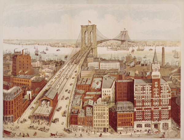 Brooklyn Bridge, c.1883 à (d'après) R. Schwarz