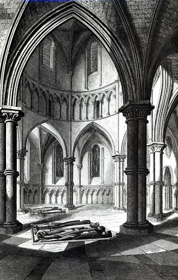 Interior of the Temple Church showing the effigies of the Knights9b/w photo) à (d'après) R.W. Billings