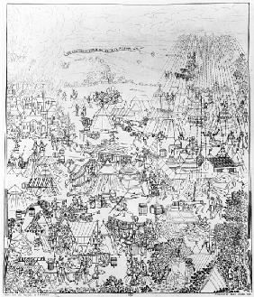 The Encampment of King Henry VIII at Marquison, July 1544, etched James Basire