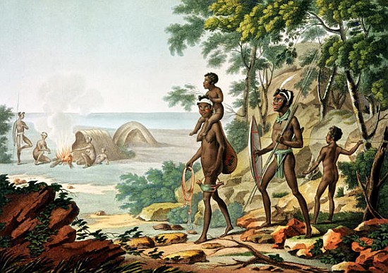 Port Jackson, New Holland: Aboriginal Family, from ''Voyage Autour du Monde sur les Corvettes de L'' à (d'après) Sebastien (Denis Sebastien) Leroy