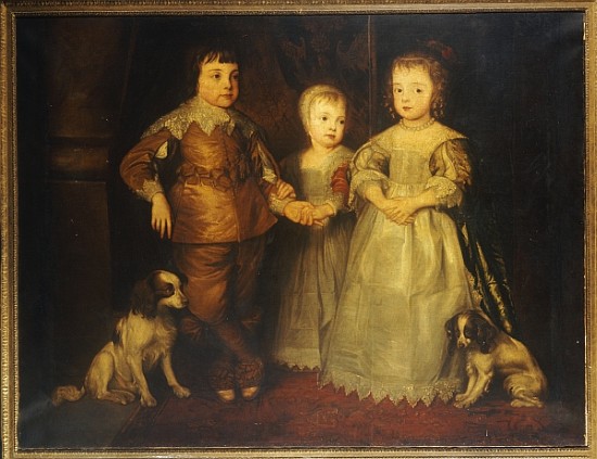 Group portrait of the children of King Charles I, full length à (d'après) Sir Anthony van Dyck