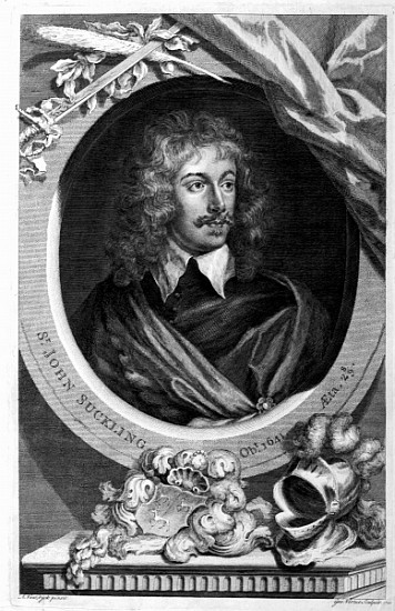 Sir John Suckling; engraved by George Vertue à (d'après) Sir Anthony van Dyck