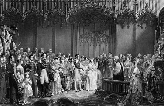 Marriage of Queen Victoria (1819-1901) and Prince Albert (1819-61) at St. James''s Palace on 10th Fe à (d'après) Sir George Hayter
