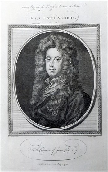 John, Lord Somers; engraved by John Golder à (d'après) Sir Godfrey Kneller