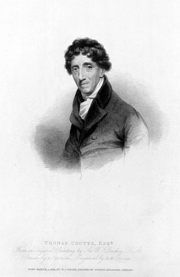 Thomas Coutts, Esq. Drawn A. Chisholm and ; engraved by R.W. Sievier R.W. Sievier à (d'après) Sir William Beechey