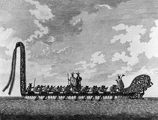 A War Canoe of New Zealand, c.April 1770, from ''A Collection of Drawings made in the Countries visi à (d'après) Sydney Parkinson