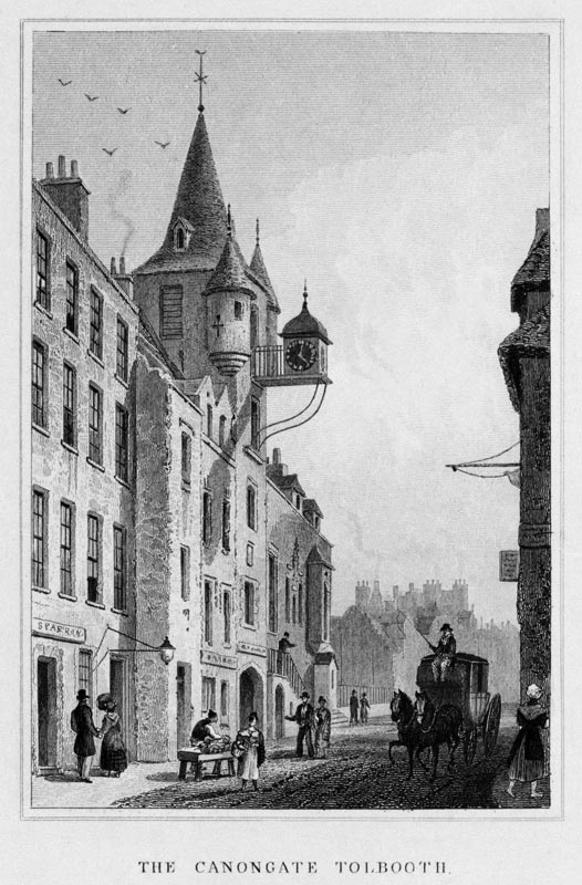The Canongate Tolbooth, Edinburgh; engraved by Thomas Barber à (d'après) Thomas Hosmer Shepherd