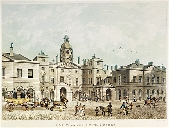 A view of the Horse Guards from Whitehall ; engraved by J.C Sadler à (d'après) Thomas Hosmer Shepherd